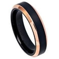 thumbnail image 1 of 6mm Titanium Ring Two-Tone Black IP Rose Gold IP Brushed Center Shiny Beveled Edge Wedding band Ring for Men and Ladies, 1 of 6