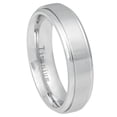thumbnail image 1 of 6mm Titanium Ring White IP Plated Brushed Center, Shiny Stepped Edge Wedding band Ring for Men and Ladies, 1 of 6