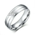 thumbnail image 1 of 6mm Titanium Steel Silver CZ Band Fashion Wedding Jewelry Couple Rings Size 6-13, 1 of 9