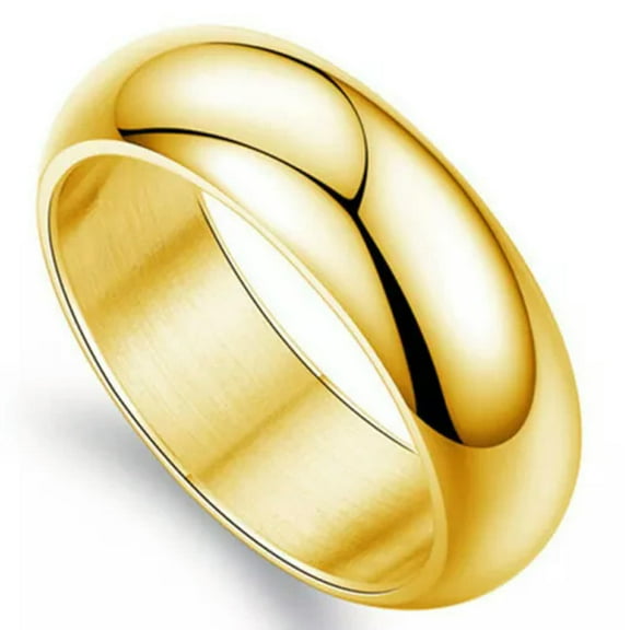 6mm Titanium Steel Wedding CZ Band Men Women's Couple Gold/Silver Ring Size 5-13