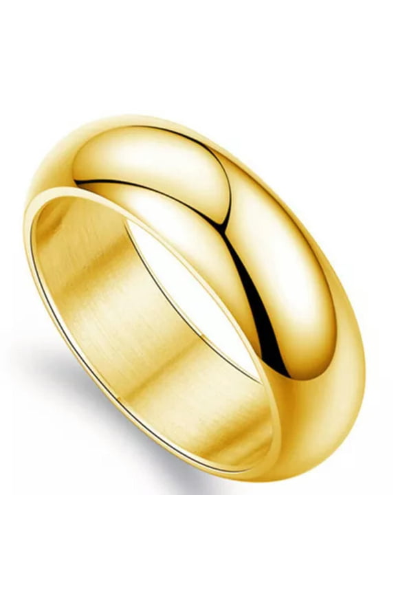 6mm Titanium Steel Wedding CZ Band Men Women's Couple Gold/Silver Ring Size 5-13