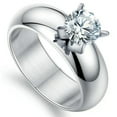 thumbnail image 1 of 6mm Titanium Steel Wedding CZ Band Men Women's Couple Gold/Silver Ring Size 5-13, 1 of 6
