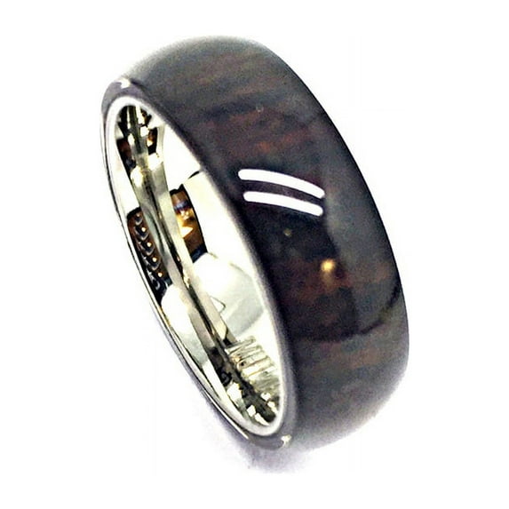 6mm Titanium With Pure Hawaiian Dark Koa Wood Domed Top Wedding Band Ring ForMen Or Ladies