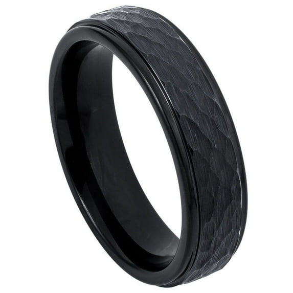 6mm Tungsten Carbide BBlack IP Plated Shiny Grooved Center Brushed Beveled EdgeWedding band Ring for Men and Ladies