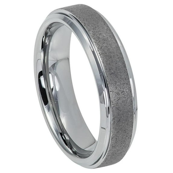 6mm Tungsten Carbide BSandblasted Finish Center Shiny Stepped EdgeWedding band Ring for Men and Ladies
