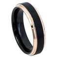 thumbnail image 1 of 6mm Tungsten Carbide BTwo-Tone Black IP Rose Gold IP Brushed Center Stepped Edge Wedding band Ring for Men and Ladies, 1 of 6