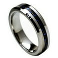thumbnail image 1 of 6mm Tungsten Carbide Beveled with Black & Blue Carbon Fiber Inlay Wedding Band Ring For Men Or Ladies, 1 of 3