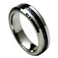 thumbnail image 1 of 6mm Tungsten Carbide Beveled with Black & Blue Carbon Fiber Inlay Wedding Band Ring For Men Or Ladies, 1 of 3