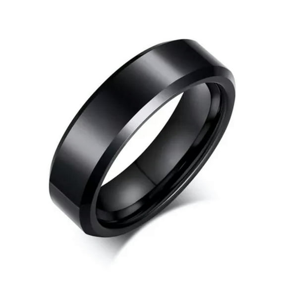 6mm Tungsten Carbide Black/Silver Wedding Band Mens High Polished Ring Size 7-12