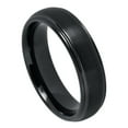 thumbnail image 1 of 6mm Tungsten Carbide Domed Black IP Plated Brushed Center High Polished Grooved EdgeWedding band Ring for Men and Ladies, 1 of 6