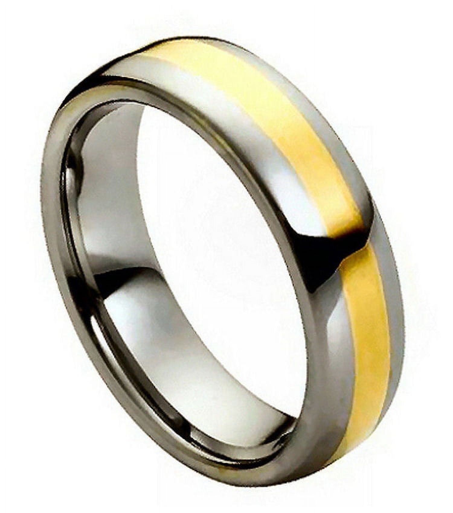 6MM Gold Plated Tungsten Carbide Wedding Band - Half Dome Classic Ring, Size 5, Comfort Fit