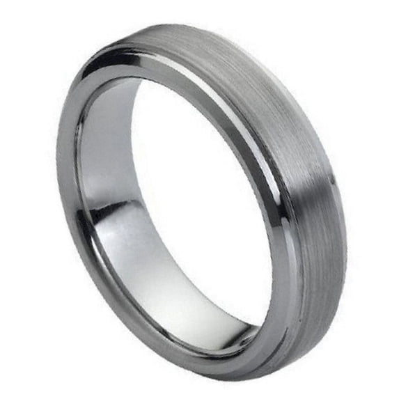 6mm Tungsten Carbide High polish Side cuts and Brushed finish Center design Wedding Band Ring For Men or Ladies