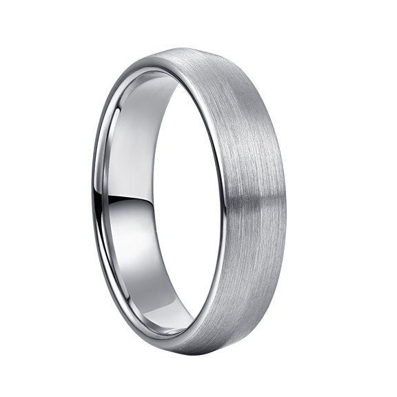 6mm Tungsten Carbide Ring for Men Women Steel Color Brushed Finish Steeple Ring