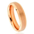 thumbnail image 1 of 6mm Tungsten Carbide Rose Gold IP Plated Flat Brushed Center with High Polished Stepped Edge Wedding band Ring for Men and Ladies, 1 of 6