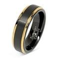 thumbnail image 1 of 6mm Tungsten Rings for Men Women Two Tone Black Gold Wedding Band Engagement Size 6-13 (Tungsten, 7.5), 1 of 6