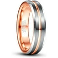 thumbnail image 1 of 6mm Tungsten Wedding Band for Women Men Rose Gold Plated Groove Polished Beveled Edge Comfort Fit Size 7-12, 1 of 6