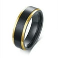 thumbnail image 1 of 6mm Unique AAA Matte Band Engagement Ring Mens Gold Plating Stainless Steel Ring, 1 of 6