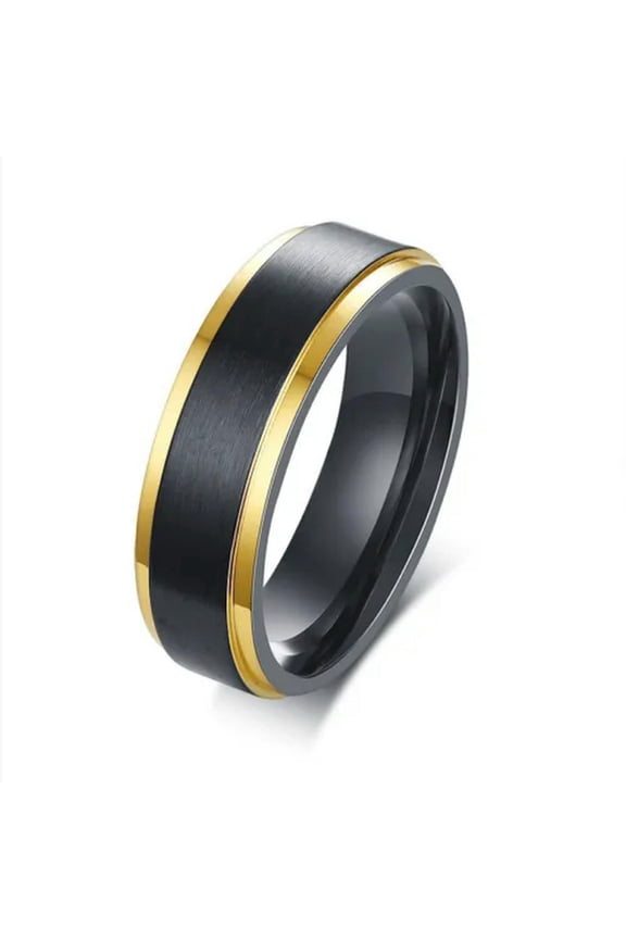 6mm Unique AAA Matte Band Engagement Ring Mens Gold Plating Stainless Steel Ring