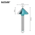thumbnail image 1 of 6mm V Router Bit Tungsten Steel Woodworking Milling Cutter 90 120 135 150 Degree, 1 of 4