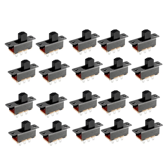 6mm Vertical Slide Switch DPDT 2P2T 6 Terminals PCB Panel Latching 20Pcs