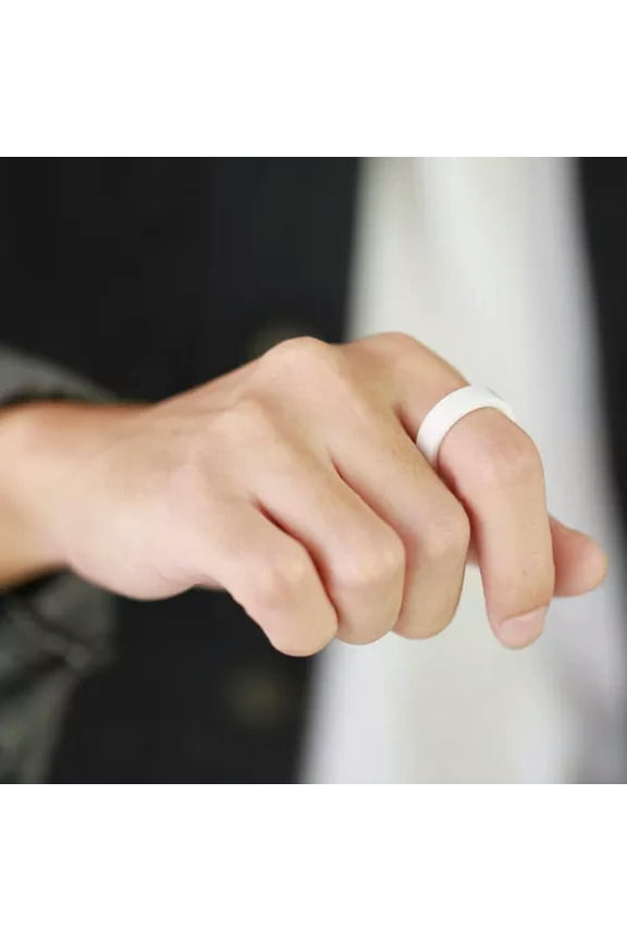6mm White Ceramic Band Men Women's Wedding Engagement Fashion Ring Size 7 8 9 10