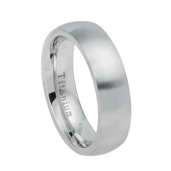 6mm White Titanium Classic Domed Brushed Finish Wedding Band Ring For Men Or Ladies