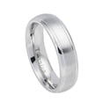 thumbnail image 1 of 6mm White Titanium Step Edge Domed Brushed Center Wedding Band Ring For Men Or Ladies, 1 of 4