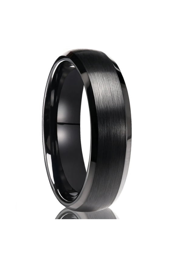 6mm Wide Tungsten Carbide Classic Curved Black Beveled Ring Men's Jewelry Couple Rings