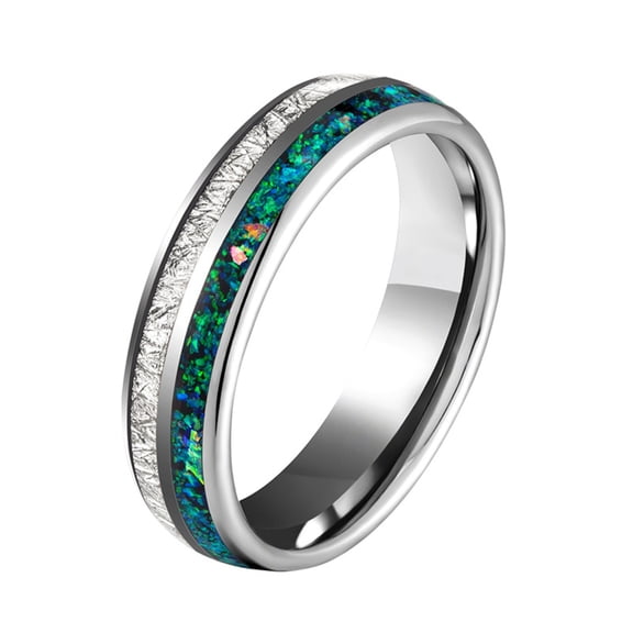 6mm Wide Unisex Personalized Tungsten Steel Inlaid Silver Foil Simple Ring