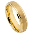 thumbnail image 1 of 6mm Yellow Gold IP Plated Flat Brushed Center with High Polish Stepped Edge Wedding Band Ring For Men Or Ladies, 1 of 7