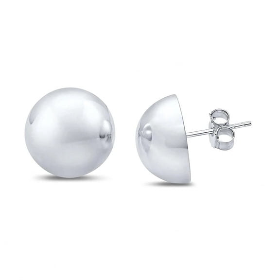 6mm to 18mm 18K White Gold Plated Half Ball Stud Earrings Women Jewelry