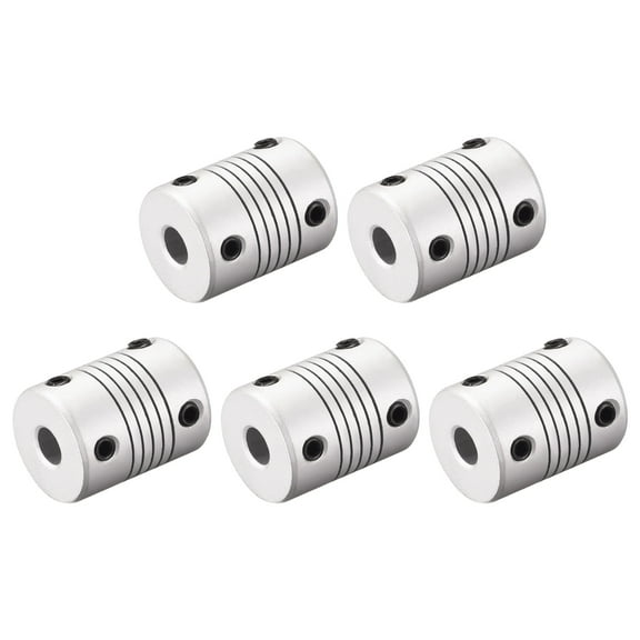 6mm to 6.35mm Aluminum Alloy Shaft Coupling Flexible Coupler Motor Connector Joint L25xD19 5pcs