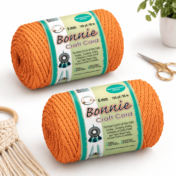 6mm x 100yd Carrot Twisted Polypropylene Cord 2-Pack for DIY Crafts ...