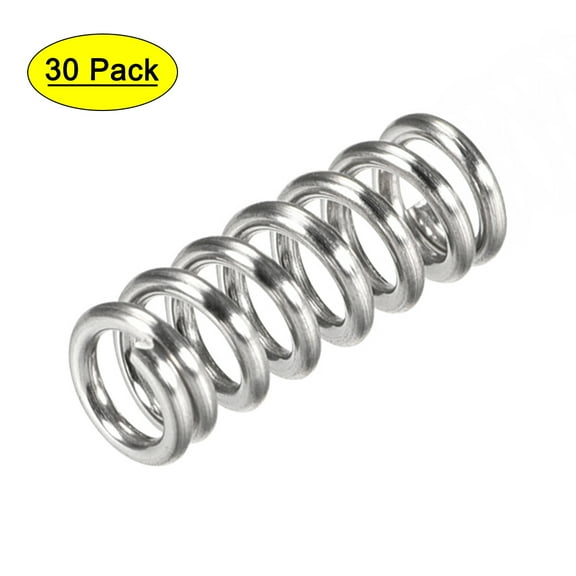 6mm x 1mm x 15mm 304 Stainless Steel Compression Spring 37.2N Load Capacity 30Pcs