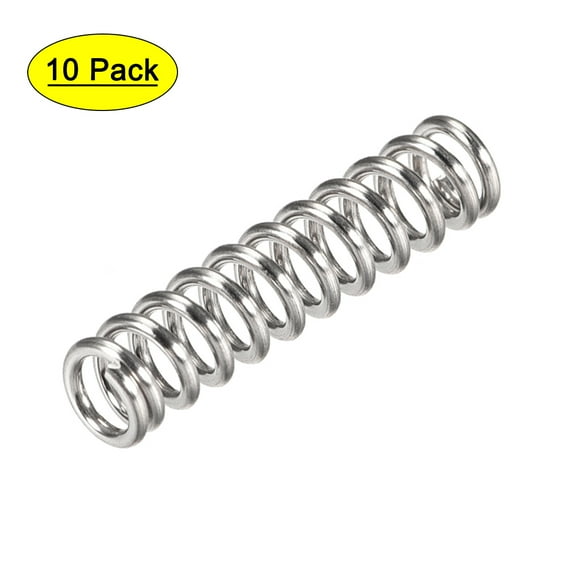 6mm x 1mm x 25mm 304 Stainless Steel Compression Spring 37.2N Load Capacity 10Pcs