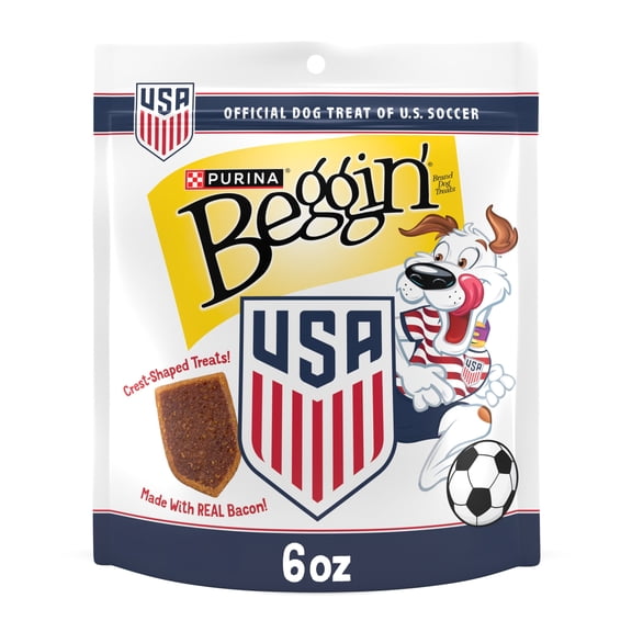 Beggin American Soccer Crest-Shaped Dog Treats Made with Real Bacon, 6 oz.