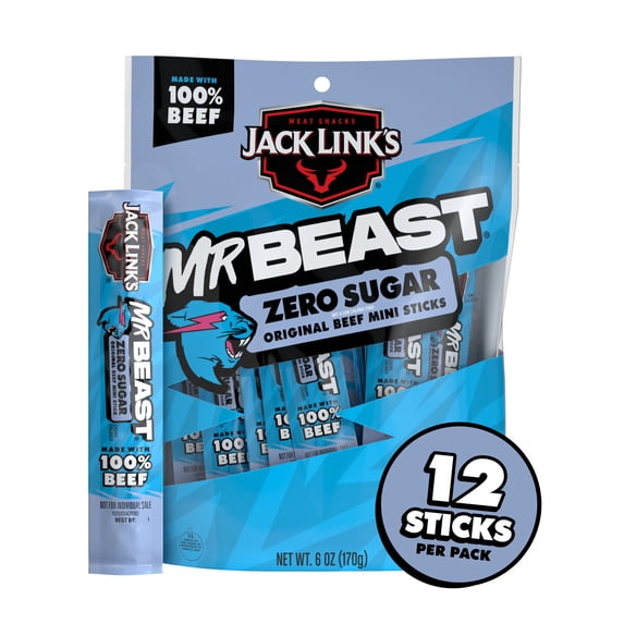JL MB 6oz Jack Link's Original Zero Sugar Beef Sticks 1/1