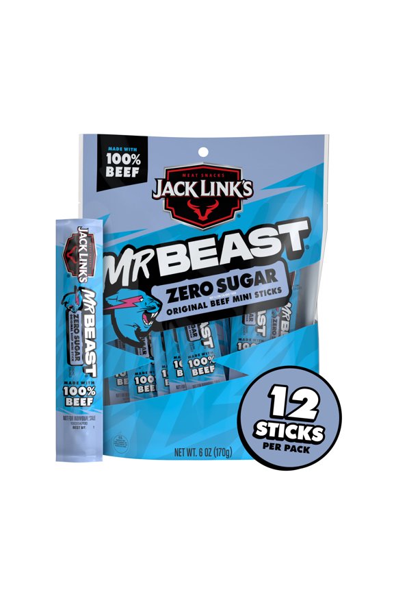JL MB 6oz Jack Link's Original Zero Sugar Beef Sticks 1/1