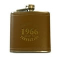 thumbnail image 1 of 6oz Made in 1966 Aged to Perfection Leather Flask KLB, 1 of 1