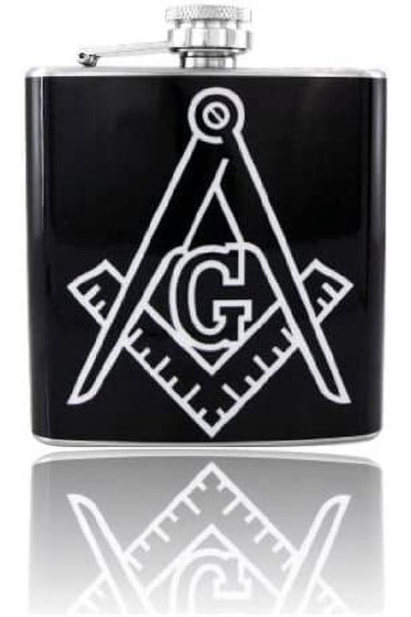 6oz Masonic/Mason Vinyl Wrap Stainless Steel Flask (1)