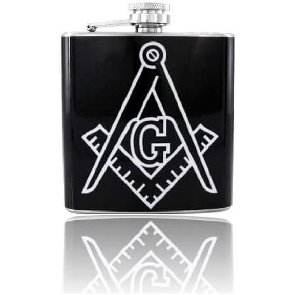 6oz Masonic/Mason Vinyl Wrap Stainless Steel Flask (1)