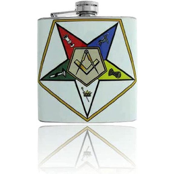 6oz Masonic / Mason Worthy Grand Patron Vinyl Wrap Stainless Steel Flask