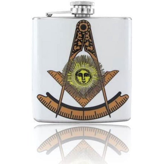 6oz Masonic/mason Past Master Vinyl Wrap Stainless Steel Flask (blue)