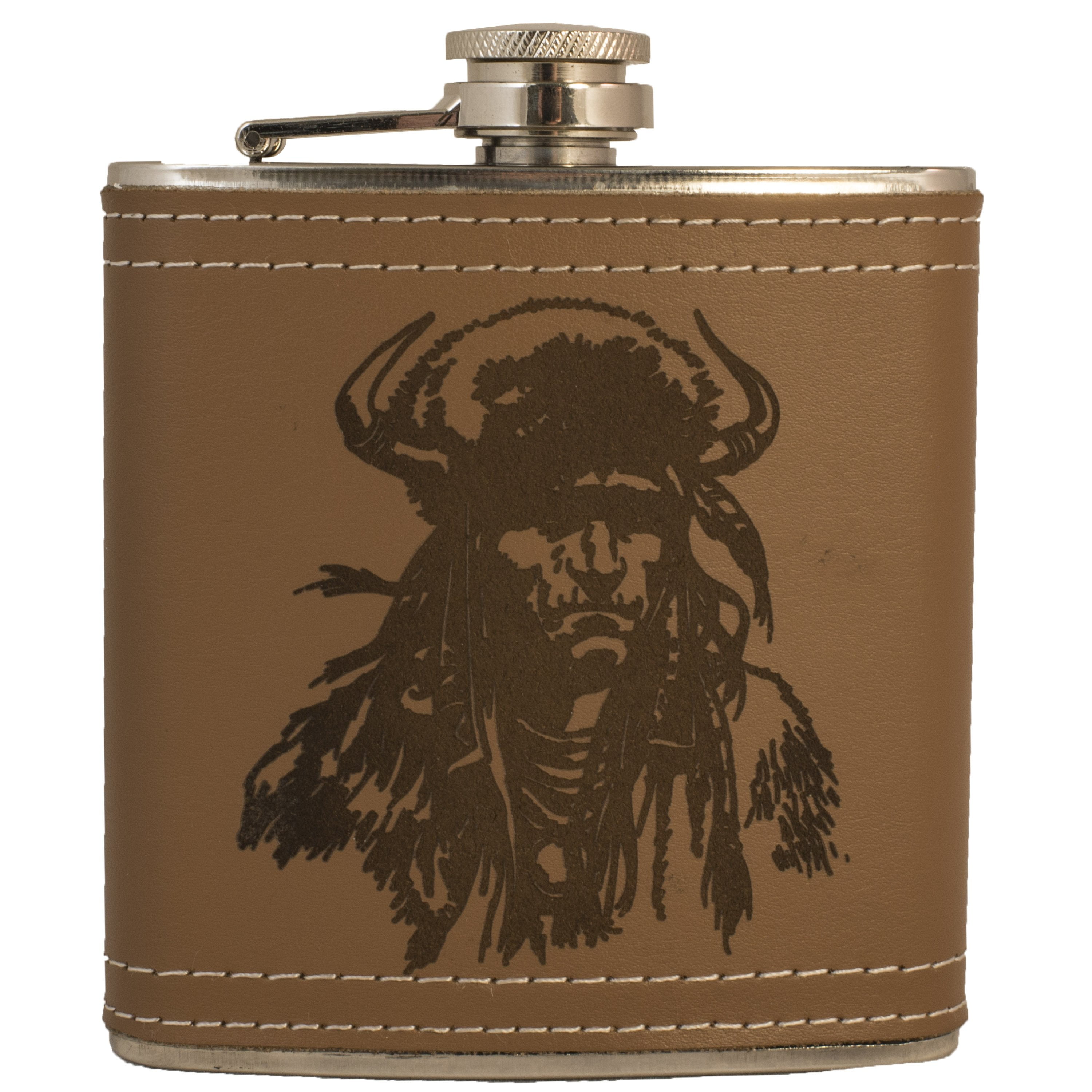 6oz Native Warrior Leather Flask 6oz Native Warrior Leather Flask