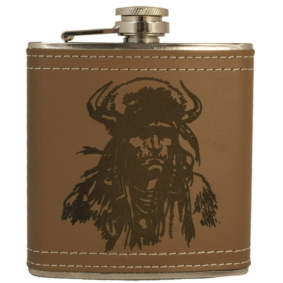 6oz Native Warrior Leather Flask KLB