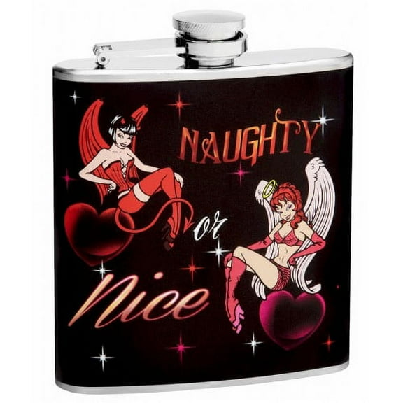 6oz "Naughty or Nice" Pin-Up Girl Flask