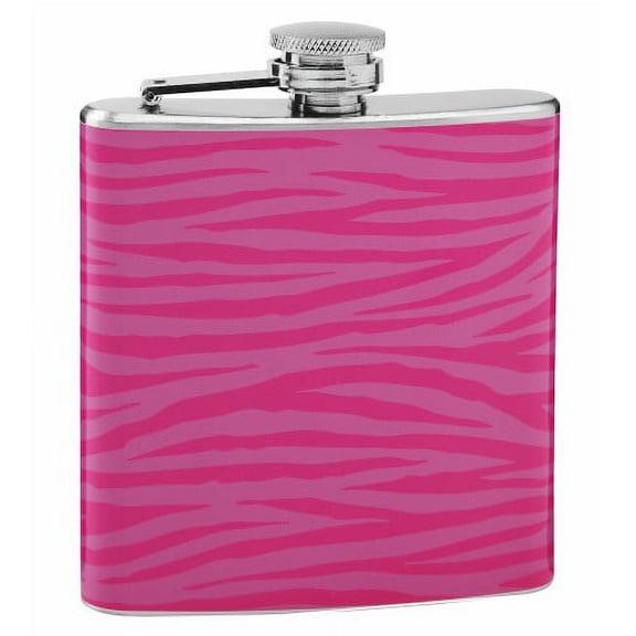 6oz Pink on Pink Tiger Print Drinking Flask