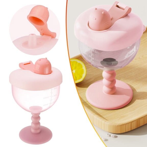 6oz Sippy Cup with Lid Featuring A Creative Goblet Design and A Secure Leak Proof Lid. and It Helps Cultivate Drinking Habits, Pink