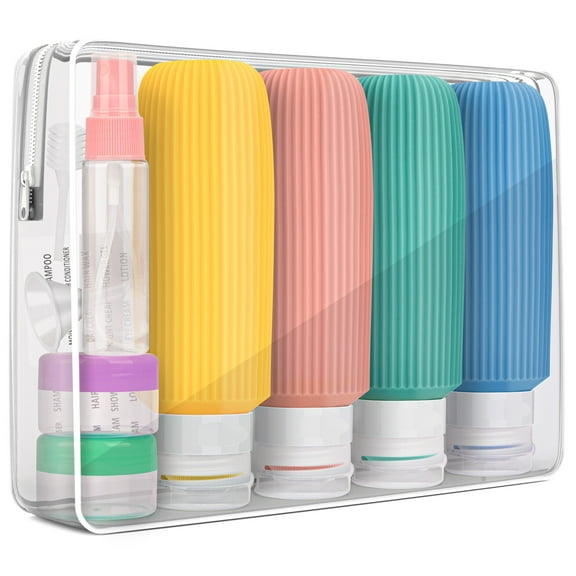 6oz Travel Bottles for Toiletries - Large Travel Size Containers, BPA Free Leak Proof Travel Bottles with Labels, Perfect for Road Trips, Train Trips, Travel for a Long Time