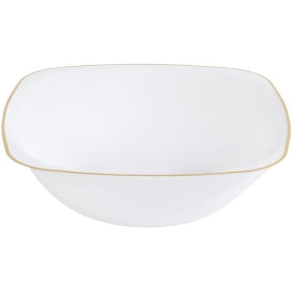 6oz White Plastic Square Bowls with Gold Rim - Disposable Plastic Dessert Bowls, Ice Cream Bowl, Sundae Bowl, Heavy Duty Plastic Soup Bowls for Baby Showers, Weddings, Birthday Party, Receptions (240)